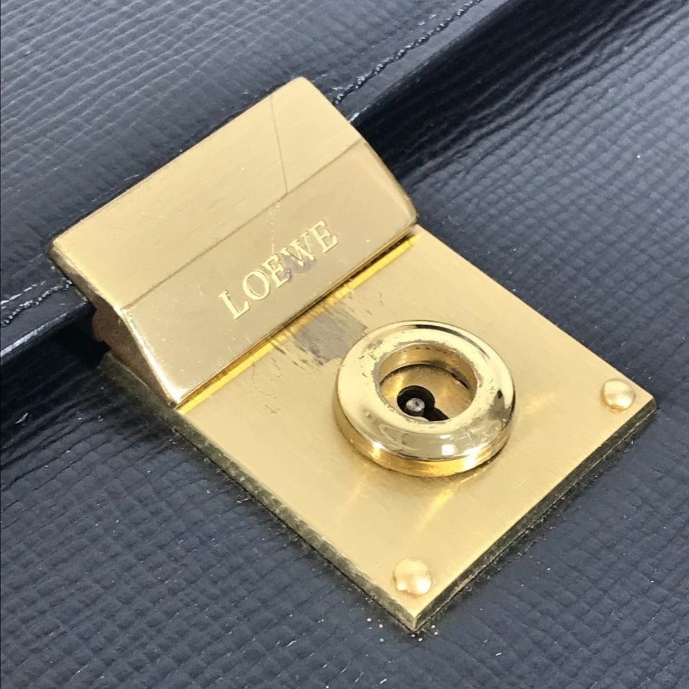 LOEWE ヴィンテージ ロゴ ビジネスバッグ アナグラム カバン 書類バッグ ブリーフケース ハンドバッグ レザー ユニセックス ブラック