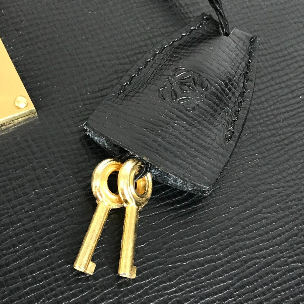 LOEWE ヴィンテージ ロゴ ビジネスバッグ アナグラム カバン 書類バッグ ブリーフケース ハンドバッグ レザー ユニセックス ブラック