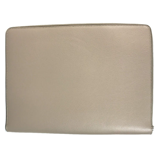 FENDI 7N0167 ロゴ PCケース パソコンケース セカンドバッグ カバン ポーチ クラッチバッグ レザー ユニセックス グレージュ系