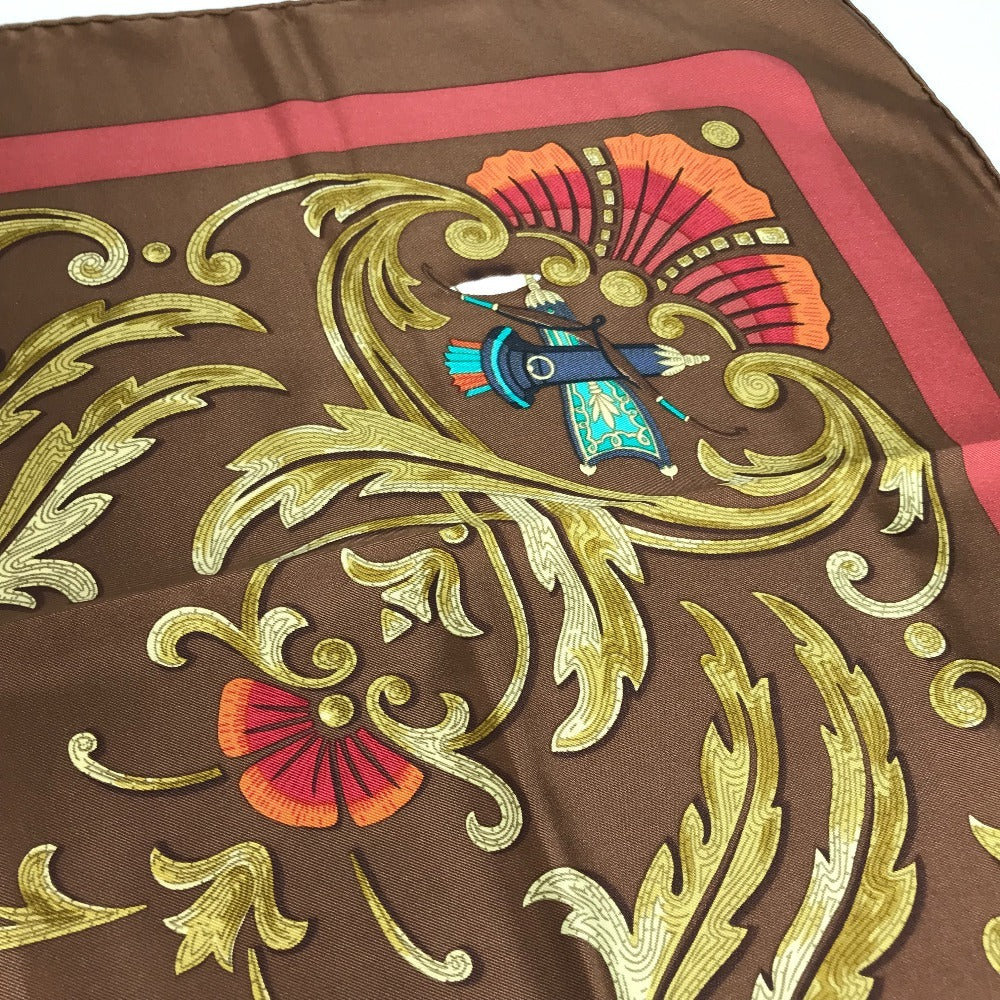 HERMES Cheval Turc Turkish Horse Carre 90 Scarf Silk Unisex Brown
