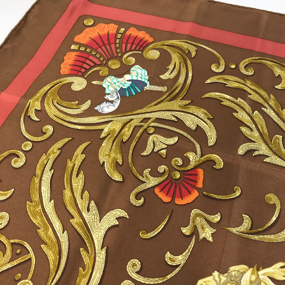 HERMES Cheval Turc Turkish Horse Carre 90 Scarf Silk Unisex Brown