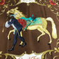 HERMES Cheval Turc Turkish Horse Carre 90 Scarf Silk Unisex Brown