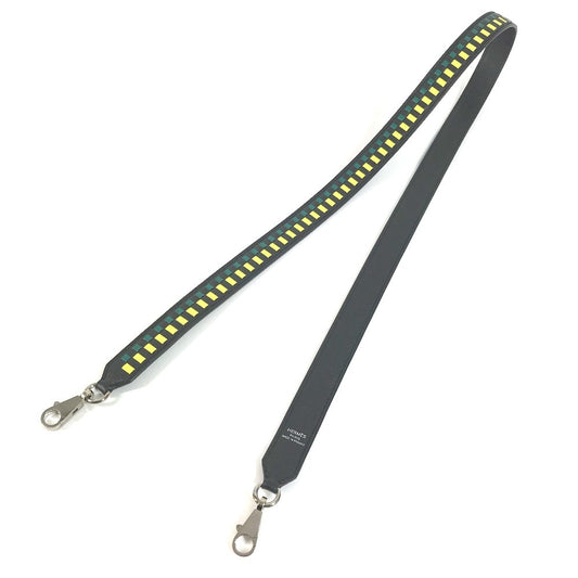 HERMES バンドリエールトレサージュドゥキュイール バンドリエール アクセサリー ショルダーストラップ エプソン ユニセックス ブラック