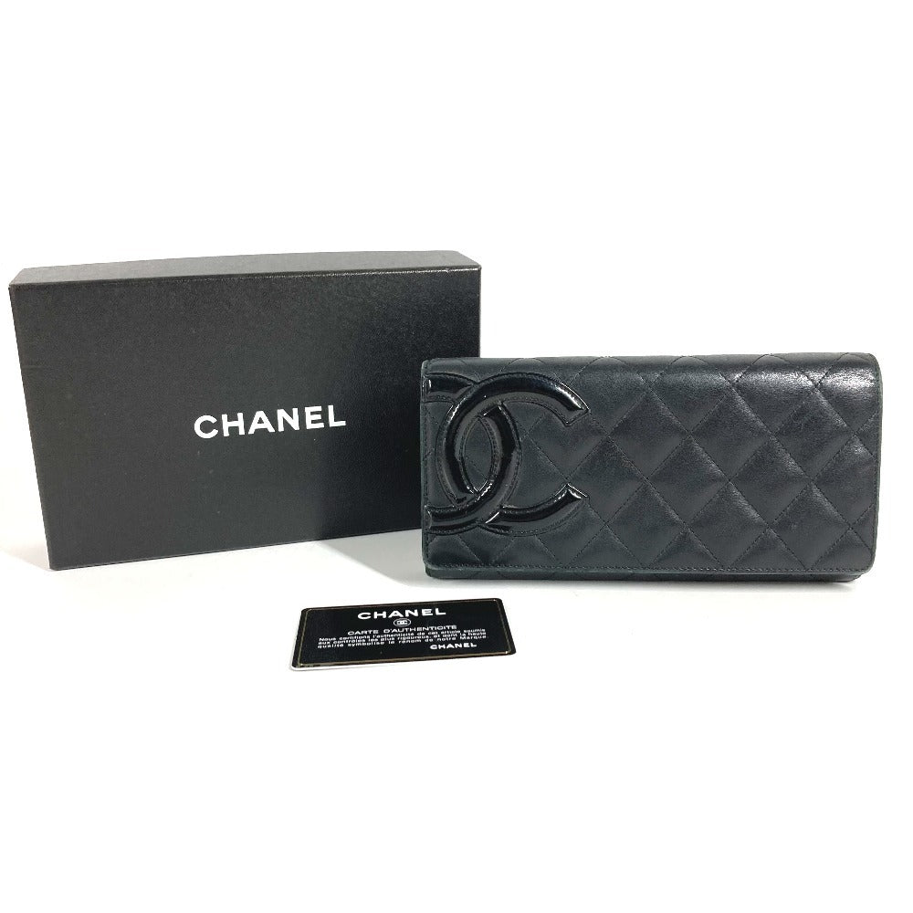 CHANEL A50077 カンボンライン CC ココマーク ロゴ ロングウォレット フラップ 長財布 レザー ユニセックス ブラック