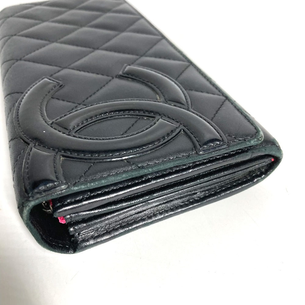 CHANEL A50077 カンボンライン CC ココマーク ロゴ ロングウォレット フラップ 長財布 レザー ユニセックス ブラック