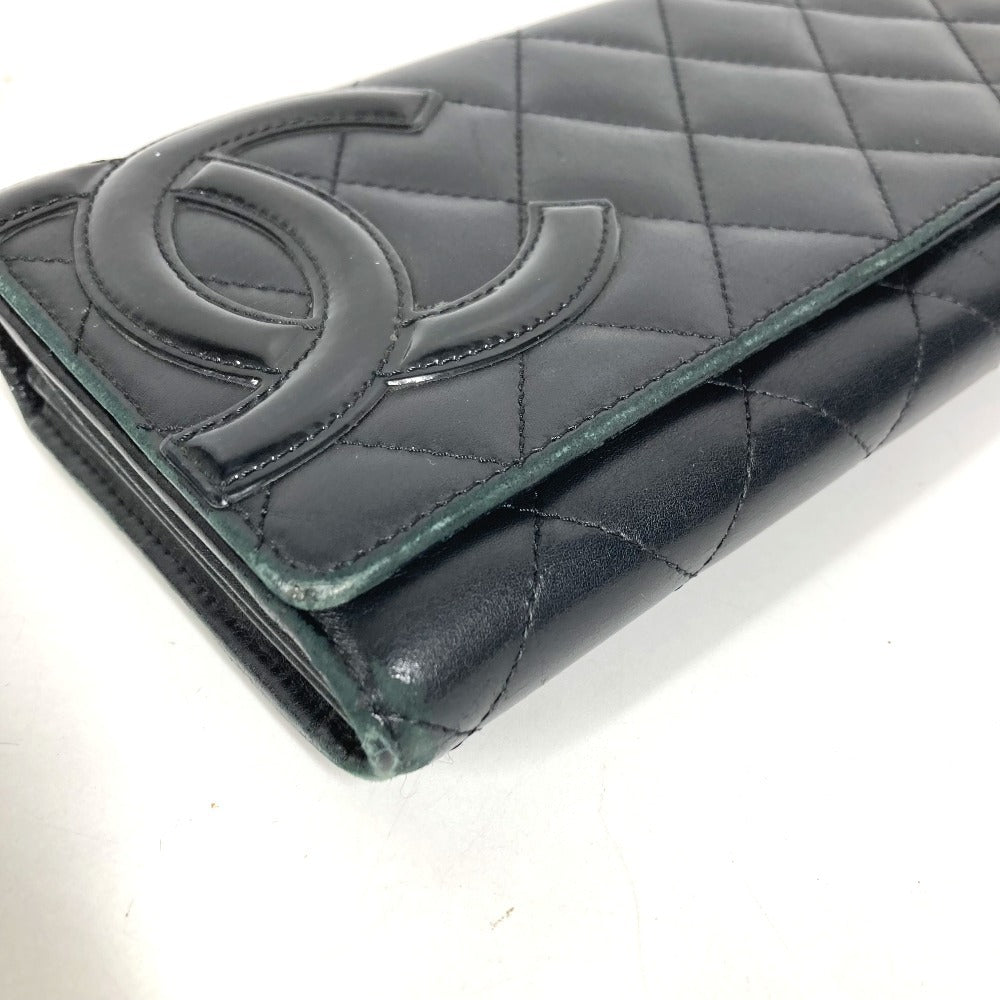 CHANEL A50077 カンボンライン CC ココマーク ロゴ ロングウォレット フラップ 長財布 レザー ユニセックス ブラック