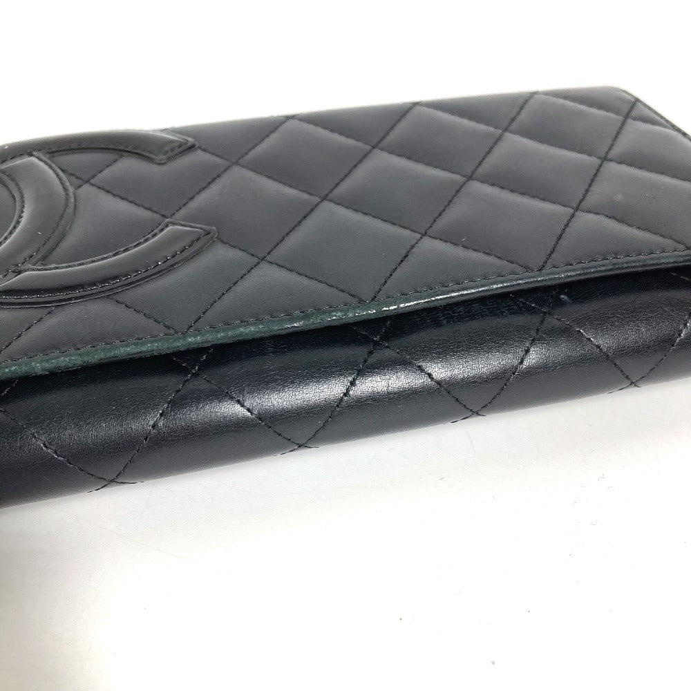 CHANEL A50077 カンボンライン CC ココマーク ロゴ ロングウォレット フラップ 長財布 レザー ユニセックス ブラック