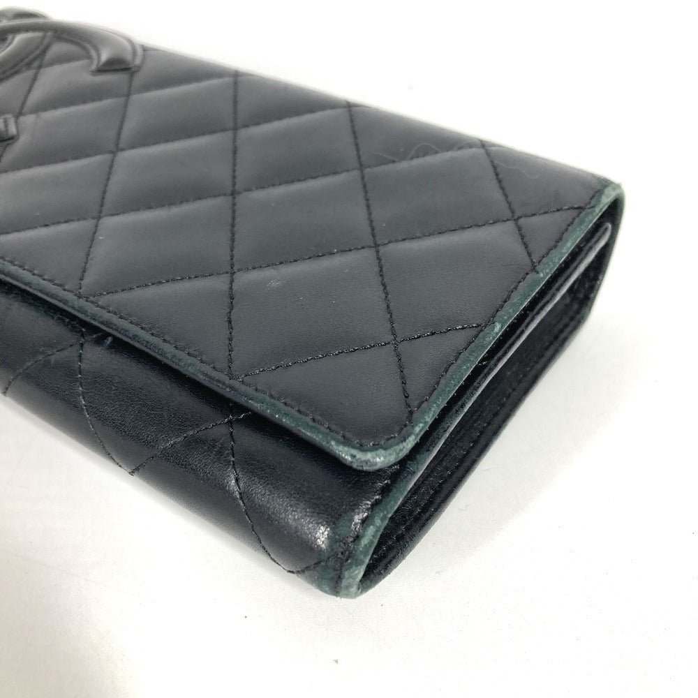 CHANEL A50077 カンボンライン CC ココマーク ロゴ ロングウォレット フラップ 長財布 レザー ユニセックス ブラック