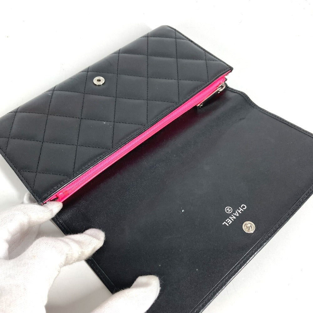 CHANEL A50077 カンボンライン CC ココマーク ロゴ ロングウォレット フラップ 長財布 レザー ユニセックス ブラック