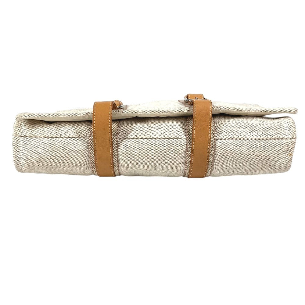 HERMES マザーズバッグ カバン 斜め掛け フラップ ショルダーバッグ コットン ユニセックス ベージュ