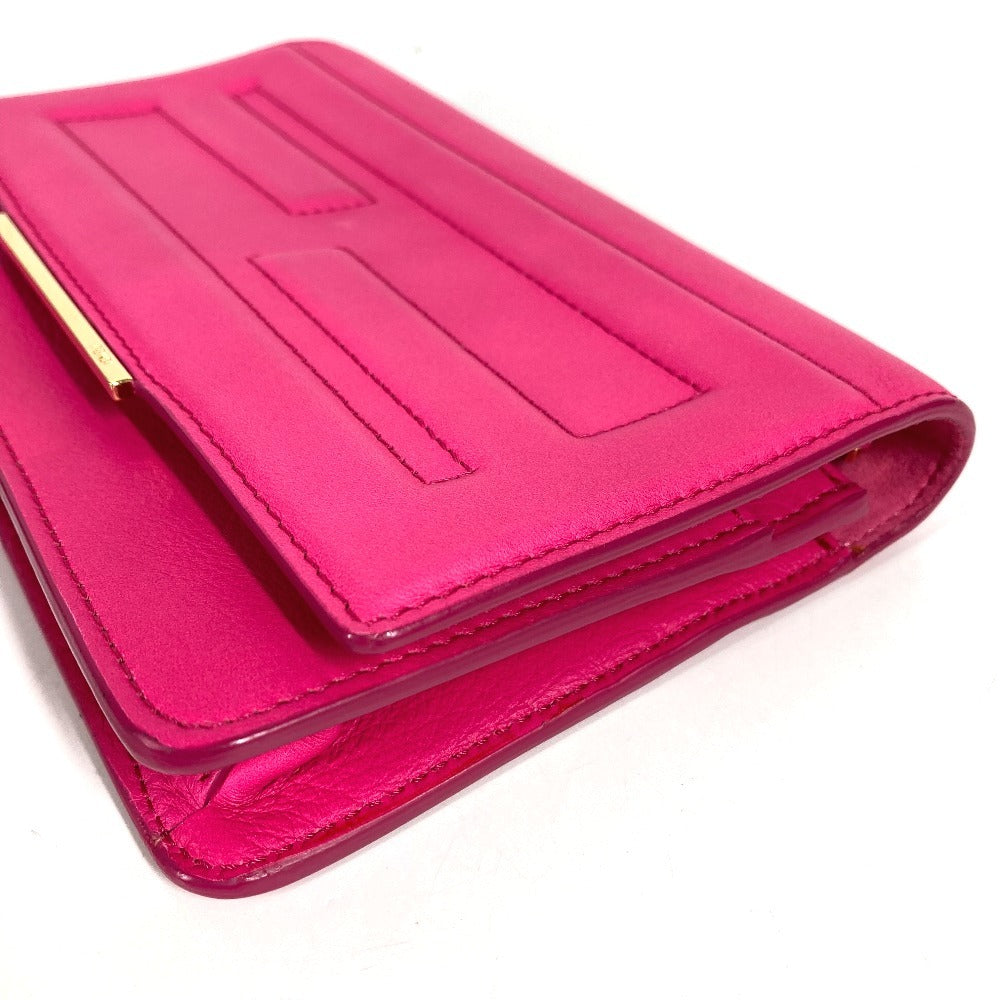 FENDI 8M0346 ショルダーバッグ フラップ FF ロゴ チェーンウォレット ロングウォレット ショルダーウォレット 長財布 レザー ユニセックス ピンク