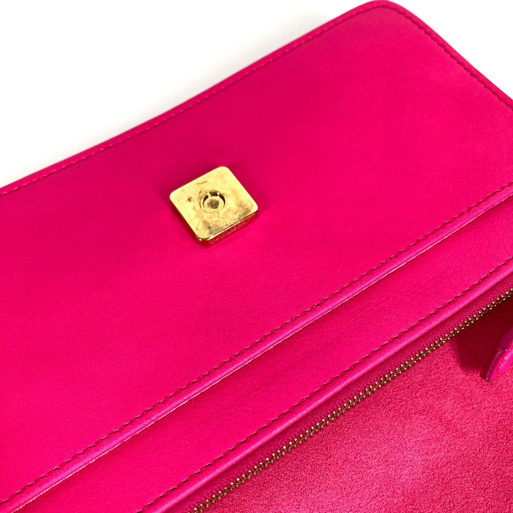 FENDI 8M0346 ショルダーバッグ フラップ FF ロゴ チェーンウォレット ロングウォレット ショルダーウォレット 長財布 レザー ユニセックス ピンク
