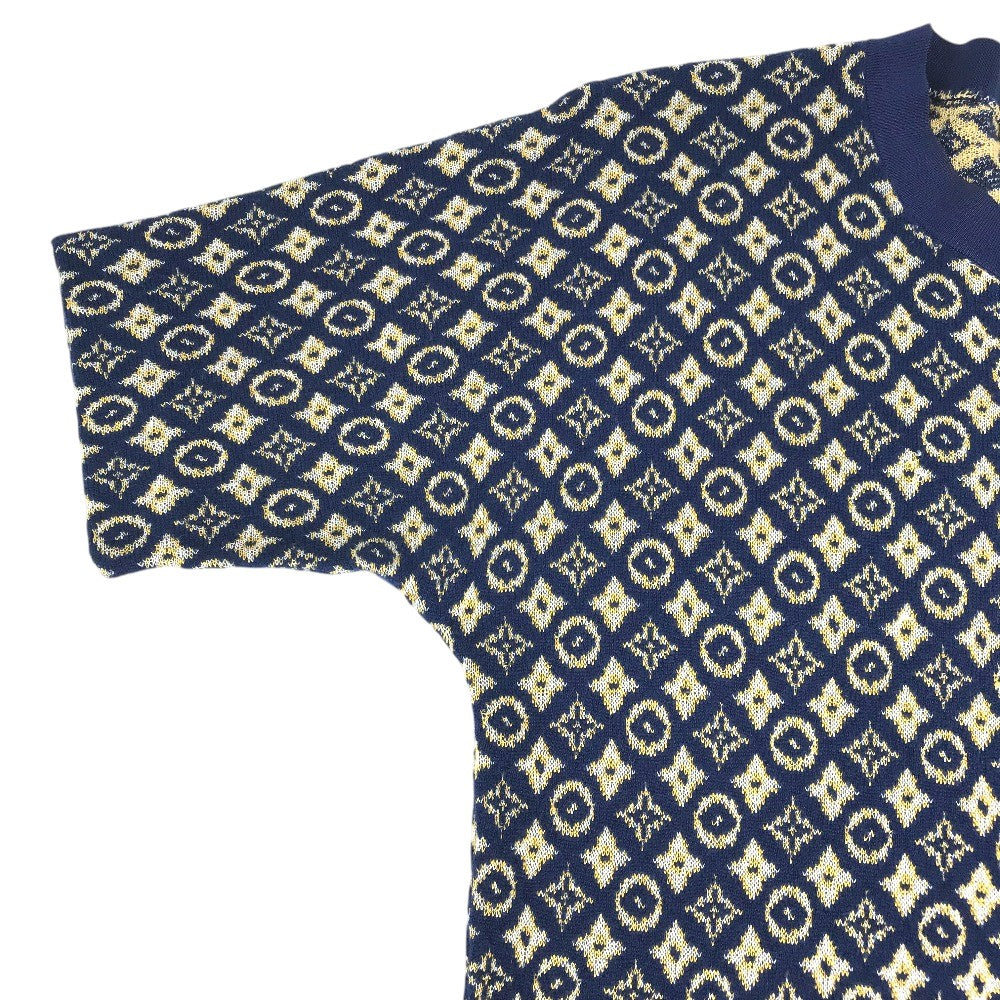 LOUIS VUITTON モノグラム ロゴ ニット 半袖 アパレル RW152A ワンピース シルク レディース ブルー