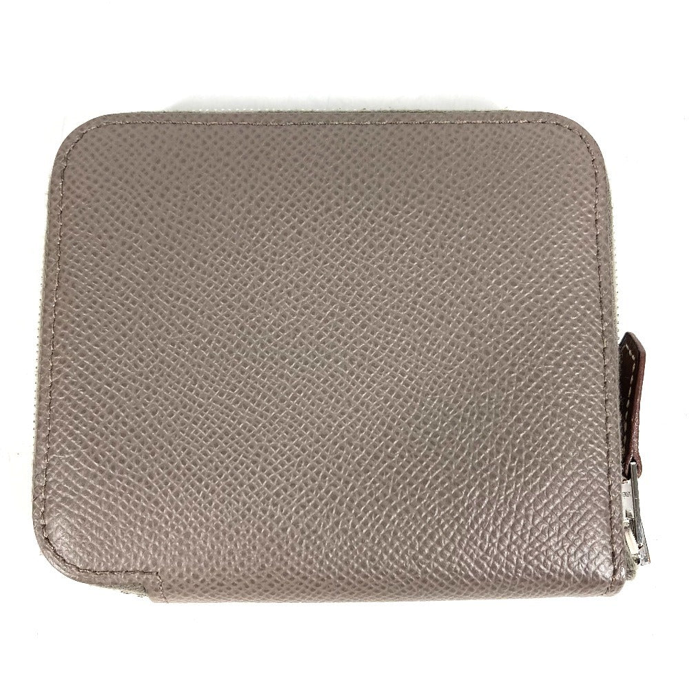 HERMES Azap Compact Silk'in Wallet Coin Purse Wallet Round Zipper Coin Case Epsom Unisex Etan Gray