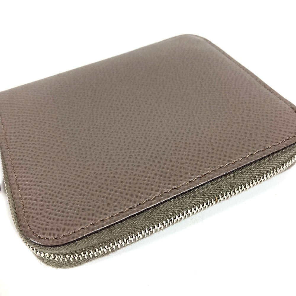 HERMES Azap Compact Silk'in Wallet Coin Purse Wallet Round Zipper Coin Case Epsom Unisex Etan Gray