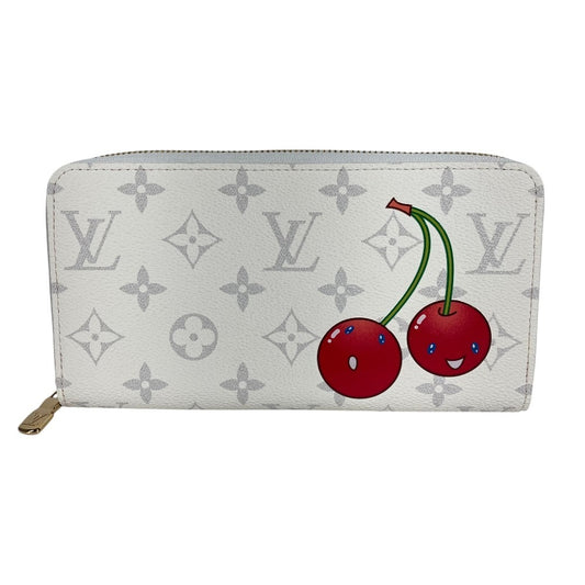 LOUIS VUITTON M14240 村上隆コラボ モノグラム LV × TM ジッピーウォレット 財布 ウォレット チェリー 長財布 モノグラムキャンバス レディース ホワイト
