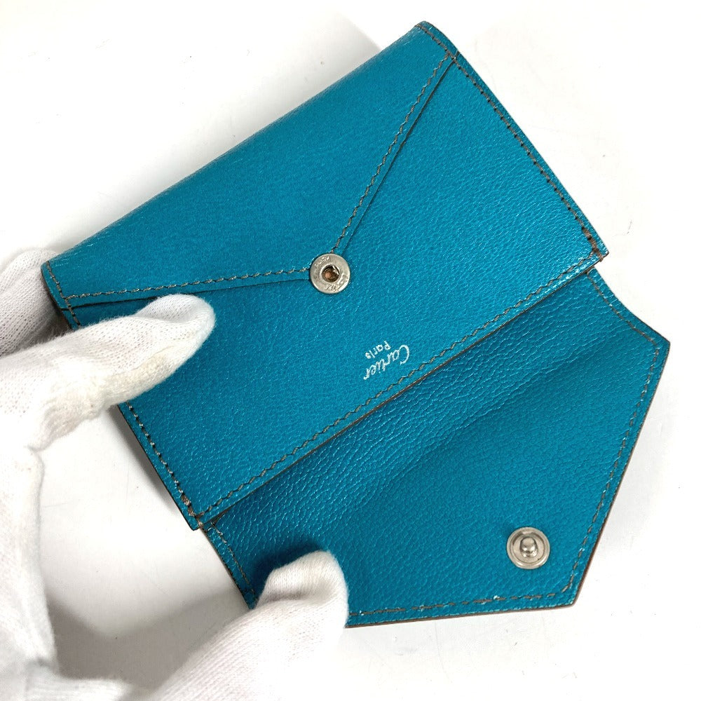 CARTIER ロゴ 財布 小銭入れ 名刺入れ パスケース カードケース レザー ユニセックス ブルー