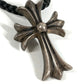 CHROME HEARTS Small Cross Leather Braid Necklace SV925 Unisex Silver
