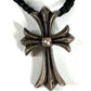 CHROME HEARTS Small Cross Leather Braid Necklace SV925 Unisex Silver