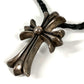CHROME HEARTS Small Cross Leather Braid Necklace SV925 Unisex Silver