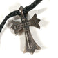 CHROME HEARTS Small Cross Leather Braid Necklace SV925 Unisex Silver