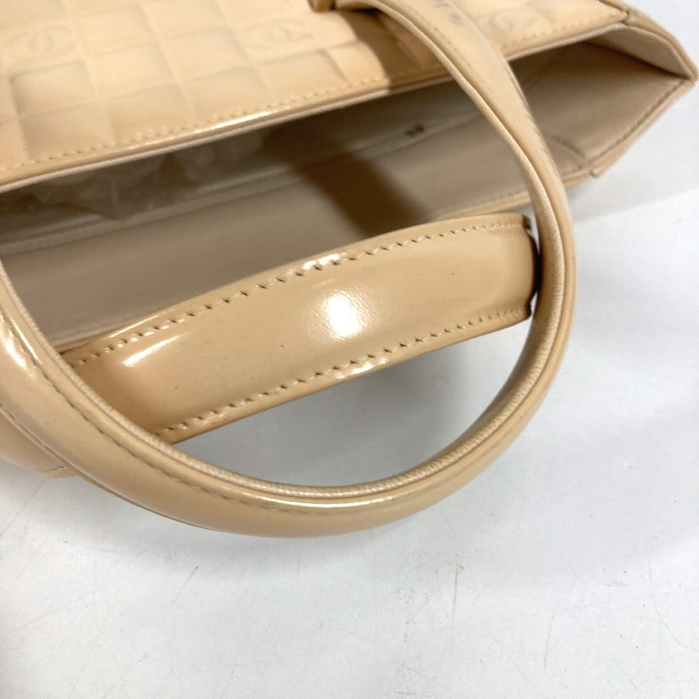 CHANEL ロゴ チョコバー CC ココマーク カバン トートバッグ ハンドバッグ エナメル ユニセックス ベージュ