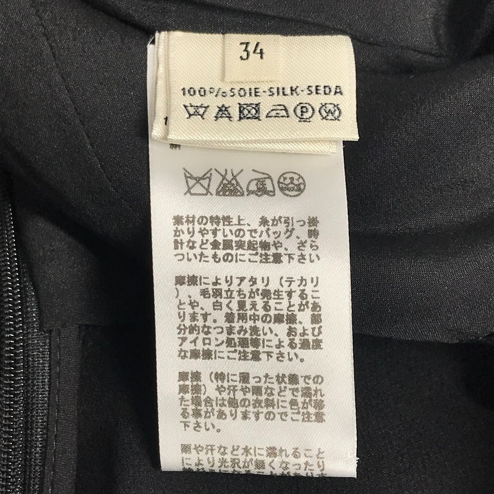HERMES ノースリーブ アパレル 袖なし ワンピース シルク レディース ブラック