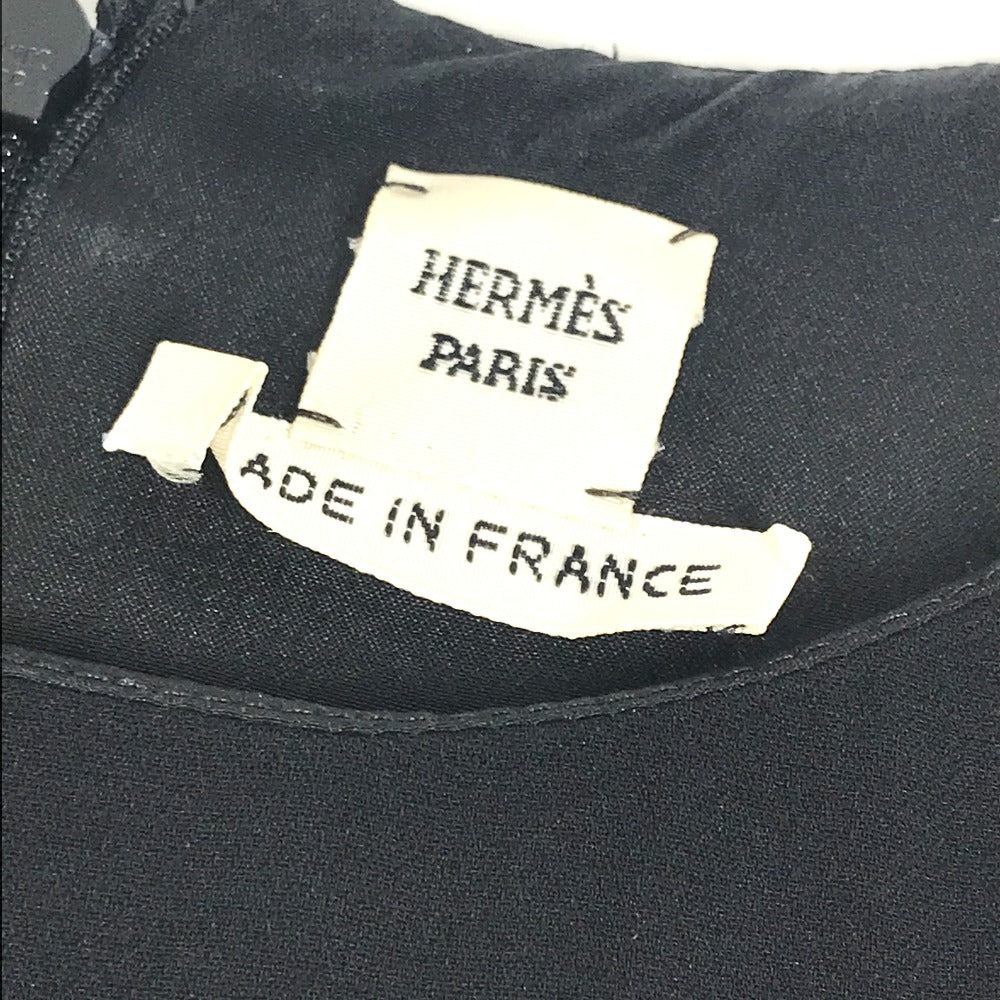 HERMES ノースリーブ アパレル 袖なし ワンピース シルク レディース ブラック