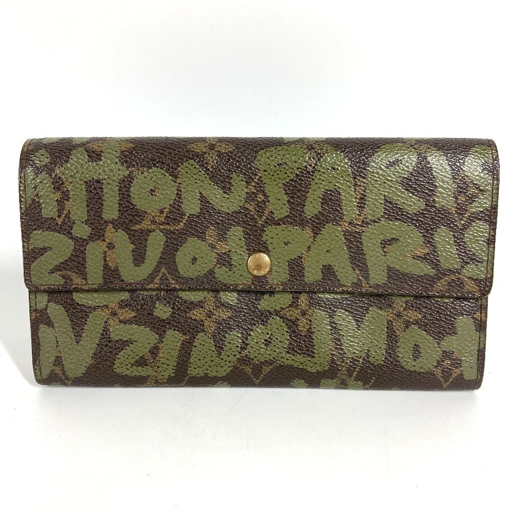LOUIS VUITTON M92188 旧モノグラムグラフィティ ポルトモネ クレディ ロングウォレット フラップ 長財布 モノグラムグラフィティキャンバス ユニセックス カーキ ブラウン