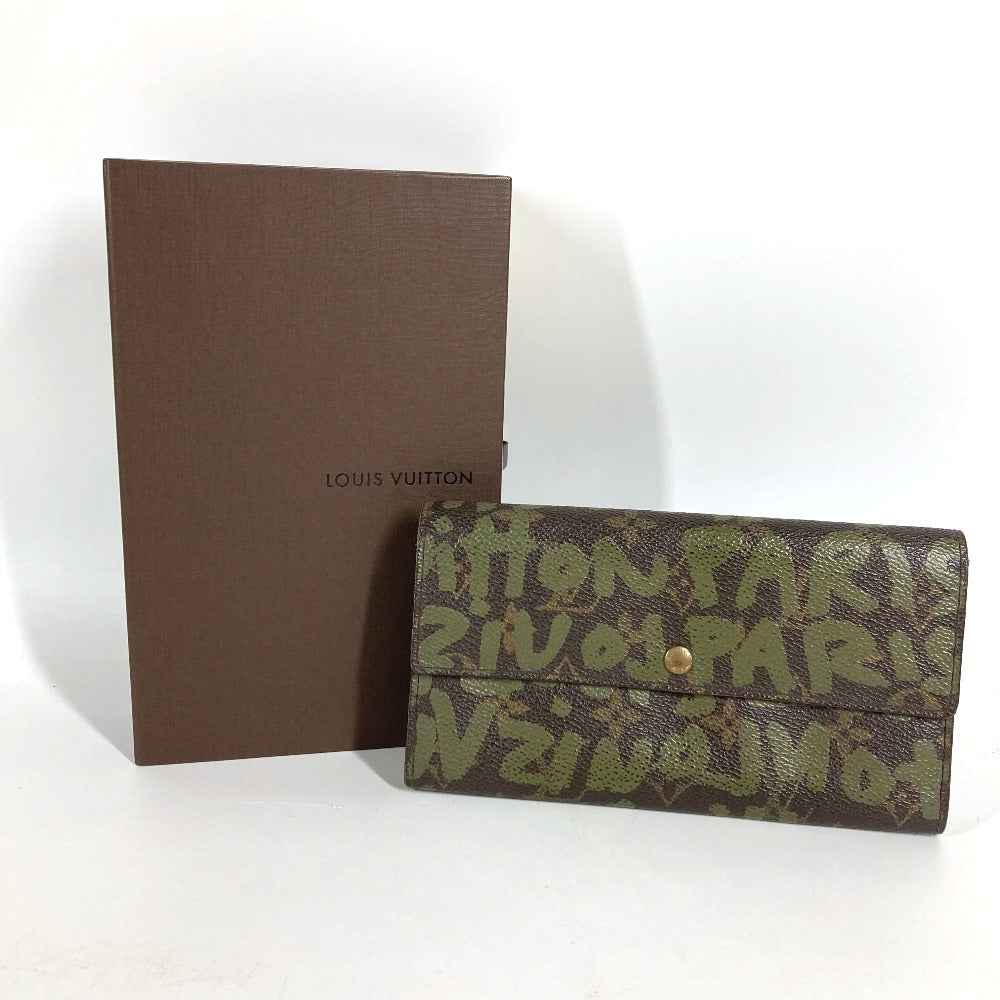 LOUIS VUITTON M92188 旧モノグラムグラフィティ ポルトモネ クレディ ロングウォレット フラップ 長財布 モノグラムグラフィティキャンバス ユニセックス カーキ ブラウン