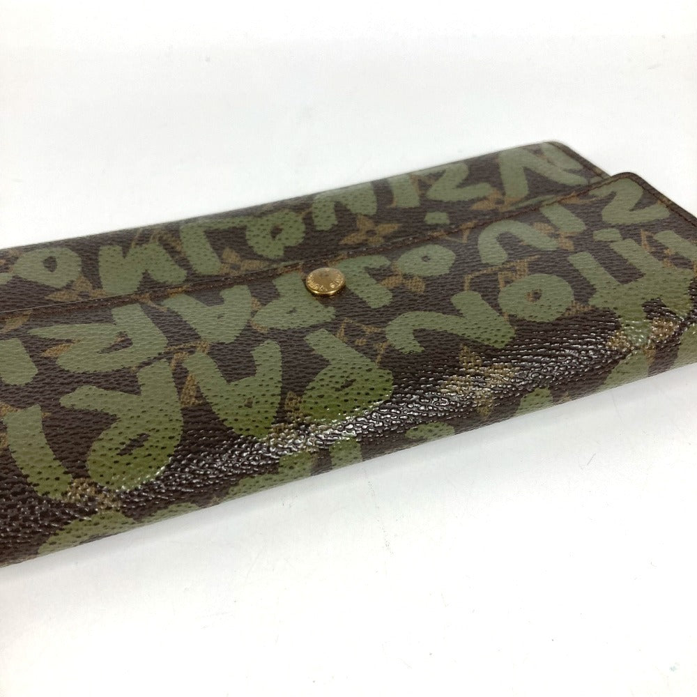 LOUIS VUITTON M92188 旧モノグラムグラフィティ ポルトモネ クレディ ロングウォレット フラップ 長財布 モノグラムグラフィティキャンバス ユニセックス カーキ ブラウン