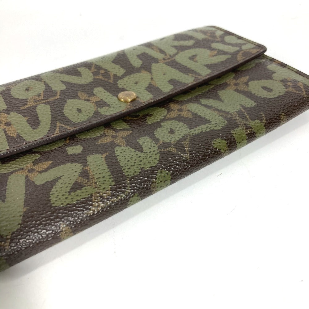 LOUIS VUITTON M92188 旧モノグラムグラフィティ ポルトモネ クレディ ロングウォレット フラップ 長財布 モノグラムグラフィティキャンバス ユニセックス カーキ ブラウン