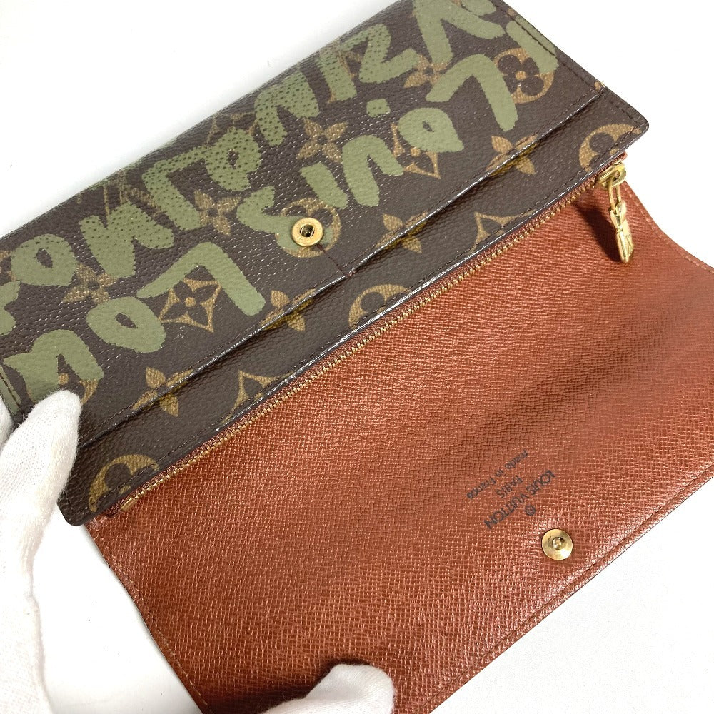 LOUIS VUITTON M92188 旧モノグラムグラフィティ ポルトモネ クレディ ロングウォレット フラップ 長財布 モノグラムグラフィティキャンバス ユニセックス カーキ ブラウン