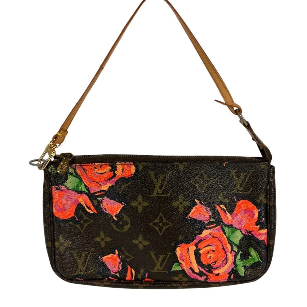 LOUIS VUITTON M48615 モノグラムローズ バラ 薔薇 ポシェットアクセソワール カバン ハンドバッグ ショルダーバッグ ポーチ モノグラムキャンバス レディース ブラウン