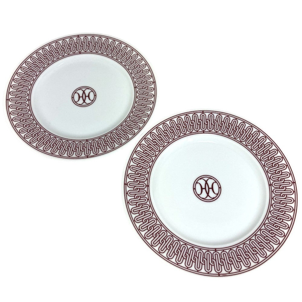 HERMES デザートプレート ペア 2枚セット H DECO Hデコ プレート 食器 皿 お皿 陶器 ユニセックス レッド