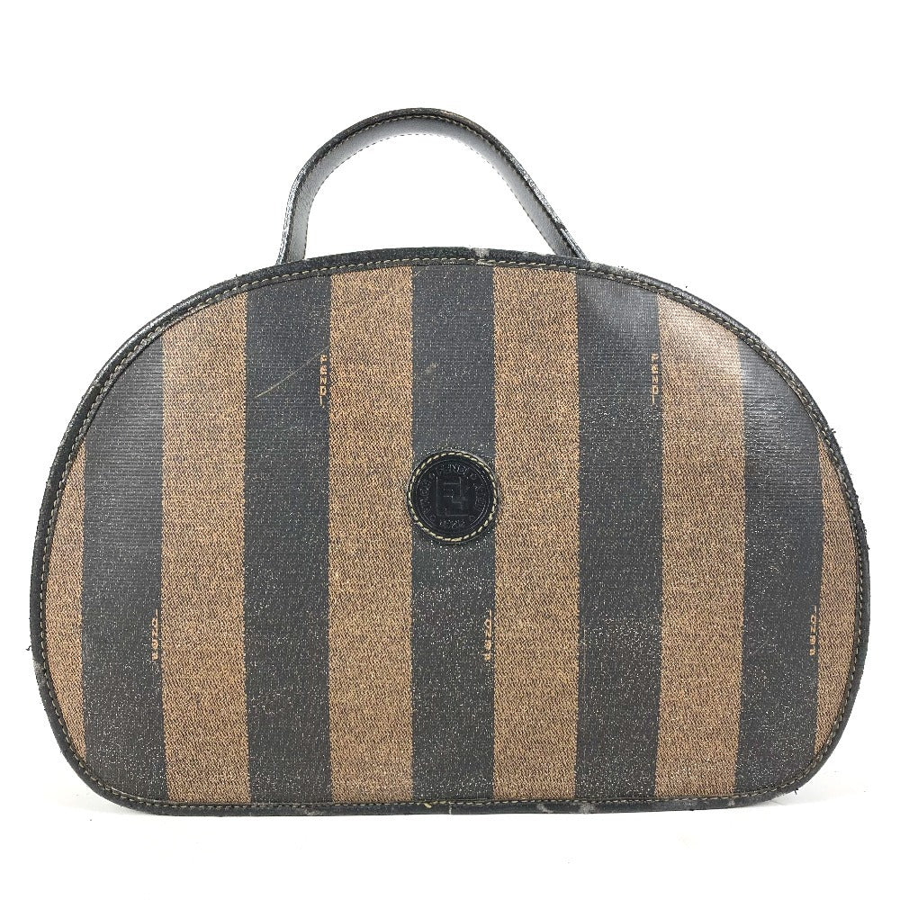 FENDI ヴィンテージ ペカン ロゴ カバン バニティバッグ 鏡 ミラー付き ハンドバッグ PVC/レザー ユニセックス カーキ