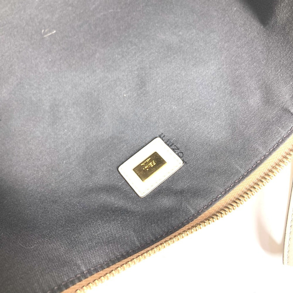 FENDI 8N0178 ロゴ ムートン ファー カバン セカンドバッグ ポーチ クラッチバッグ ファー ユニセックス ピンクベージュ系