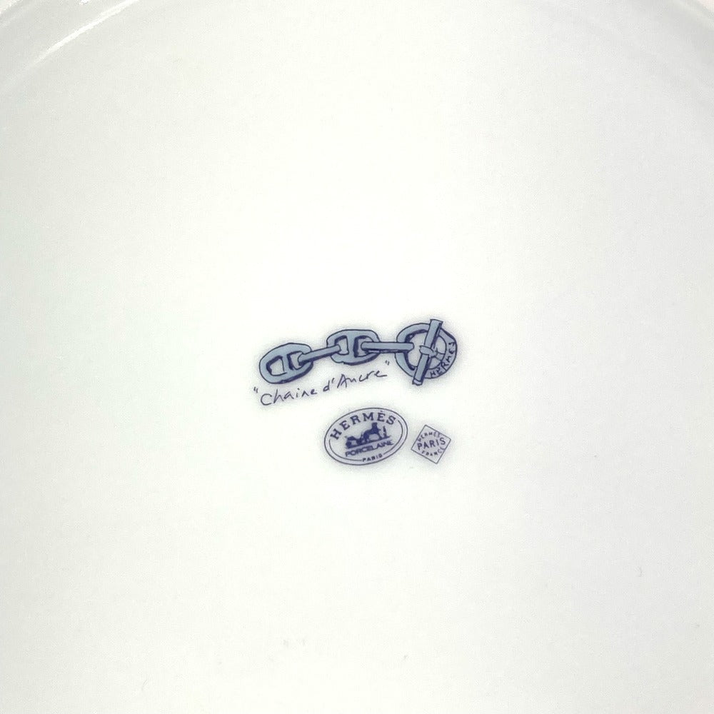 HERMES シェーヌダンクル ロゴ プレート 食器 皿 お皿 陶器 ユニセックス ブルー