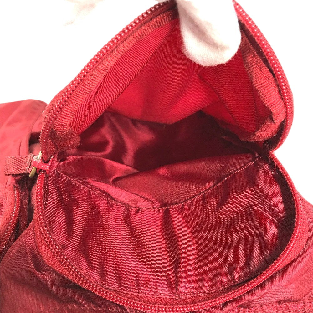 PRADA triangle logo triangle logo plate Bag Backpack Bordeaux Based Shoulder Bag Nylon Red Used