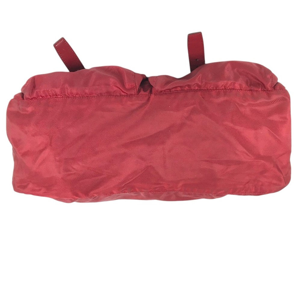 PRADA triangle logo triangle logo plate Bag Backpack Bordeaux Based Shoulder Bag Nylon Red Used