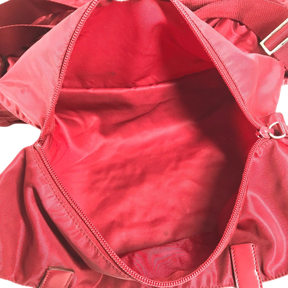 PRADA triangle logo triangle logo plate Bag Backpack Bordeaux Based Shoulder Bag Nylon Red Used