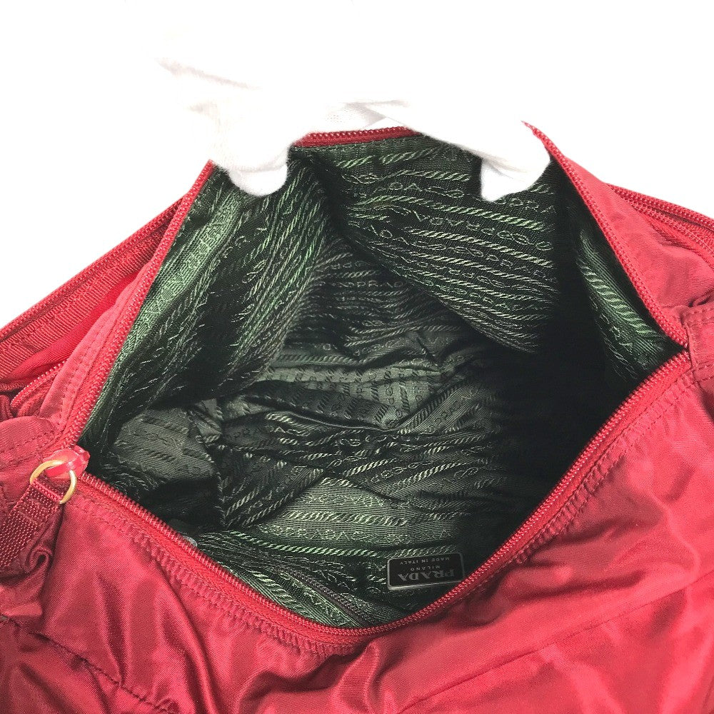 PRADA triangle logo triangle logo plate Bag Backpack Bordeaux Based Shoulder Bag Nylon Red Used