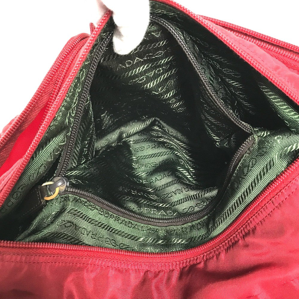 PRADA triangle logo triangle logo plate Bag Backpack Bordeaux Based Shoulder Bag Nylon Red Used