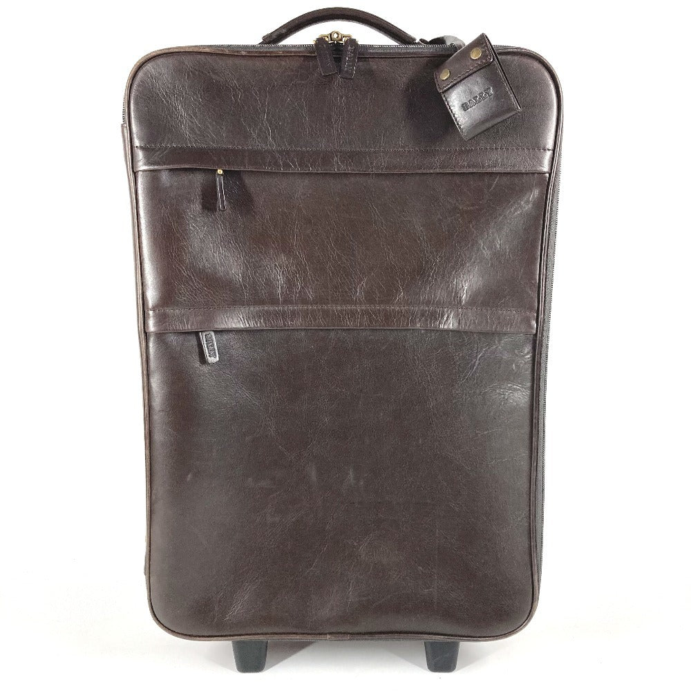 BALLY トラベルバッグ 2輪 ストライプ ロゴ スーツケース カバン ボストンバッグ 旅行バッグ キャリーバッグ レザー ユニセックス ブラウン