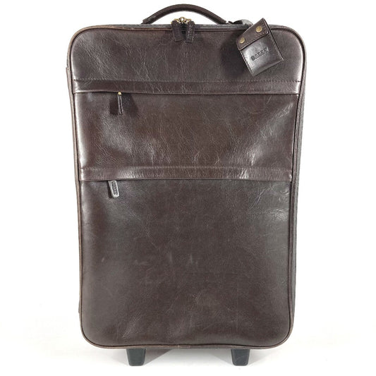 BALLY トラベルバッグ 2輪 ストライプ ロゴ スーツケース カバン ボストンバッグ 旅行バッグ キャリーバッグ レザー ユニセックス ブラウン