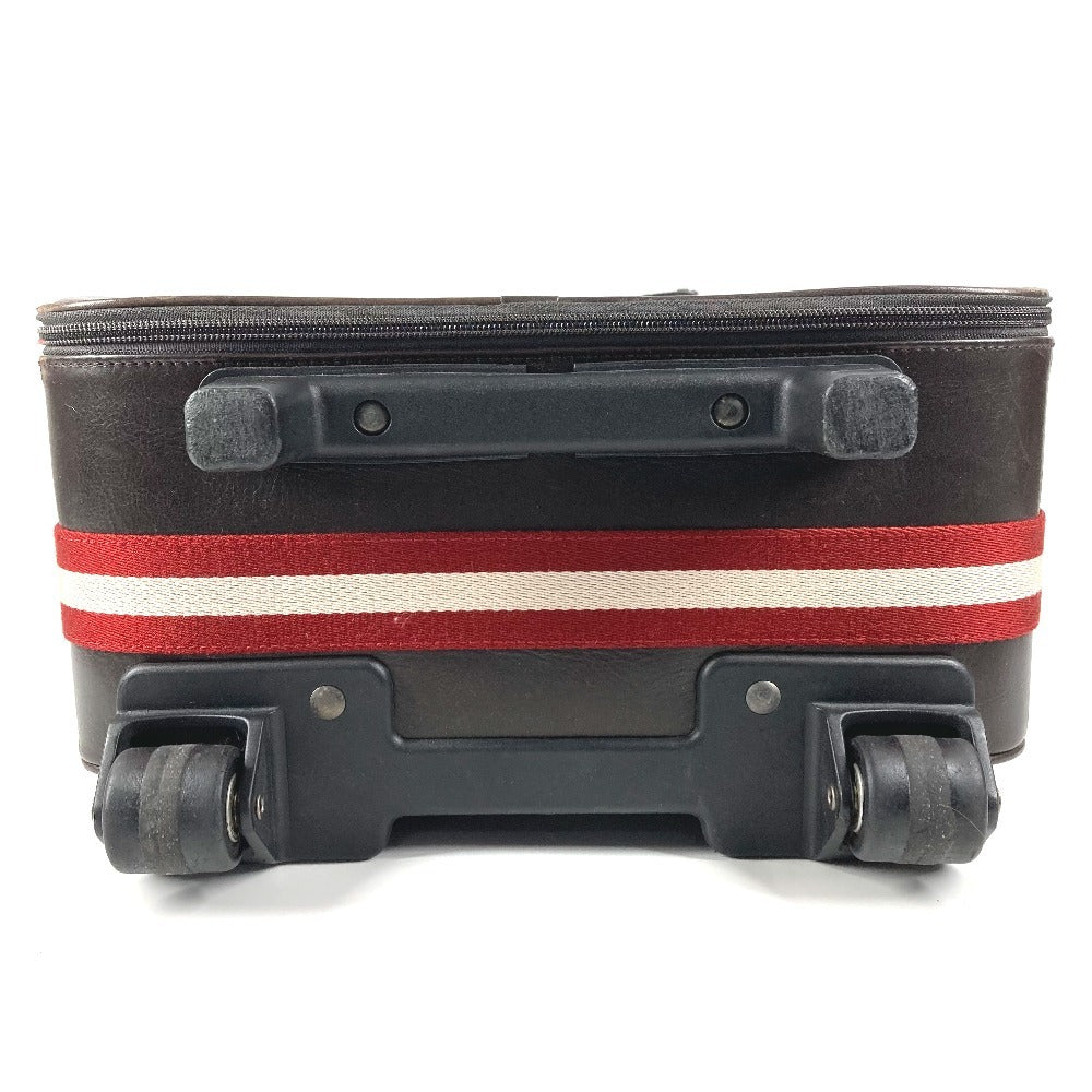 BALLY トラベルバッグ 2輪 ストライプ ロゴ スーツケース カバン ボストンバッグ 旅行バッグ キャリーバッグ レザー ユニセックス ブラウン