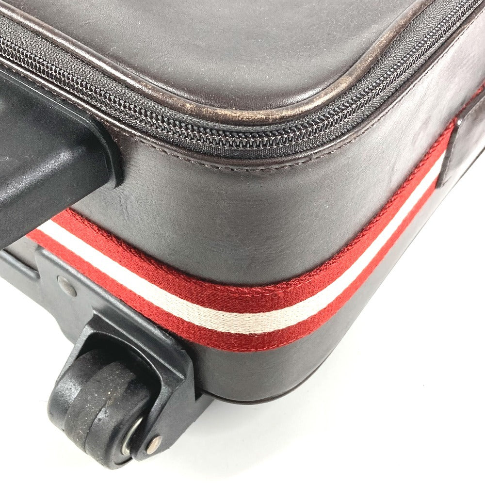 BALLY トラベルバッグ 2輪 ストライプ ロゴ スーツケース カバン ボストンバッグ 旅行バッグ キャリーバッグ レザー ユニセックス ブラウン