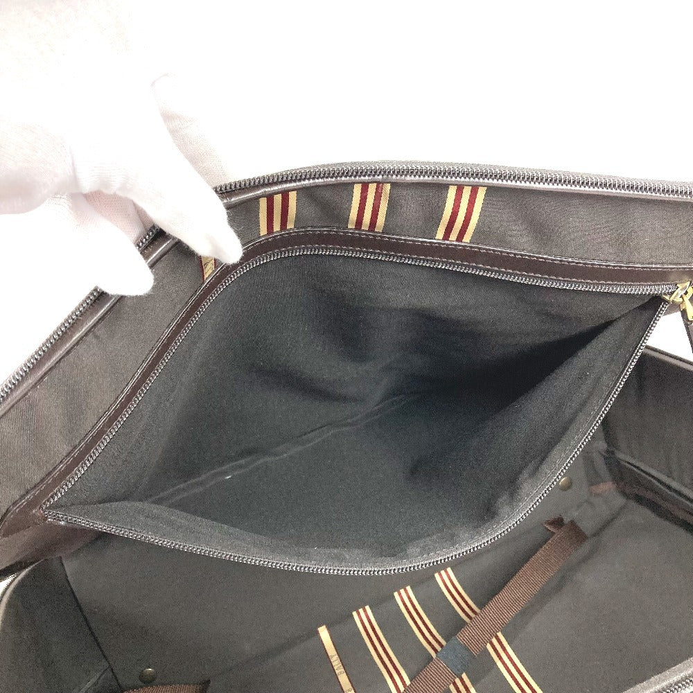 BALLY トラベルバッグ 2輪 ストライプ ロゴ スーツケース カバン ボストンバッグ 旅行バッグ キャリーバッグ レザー ユニセックス ブラウン