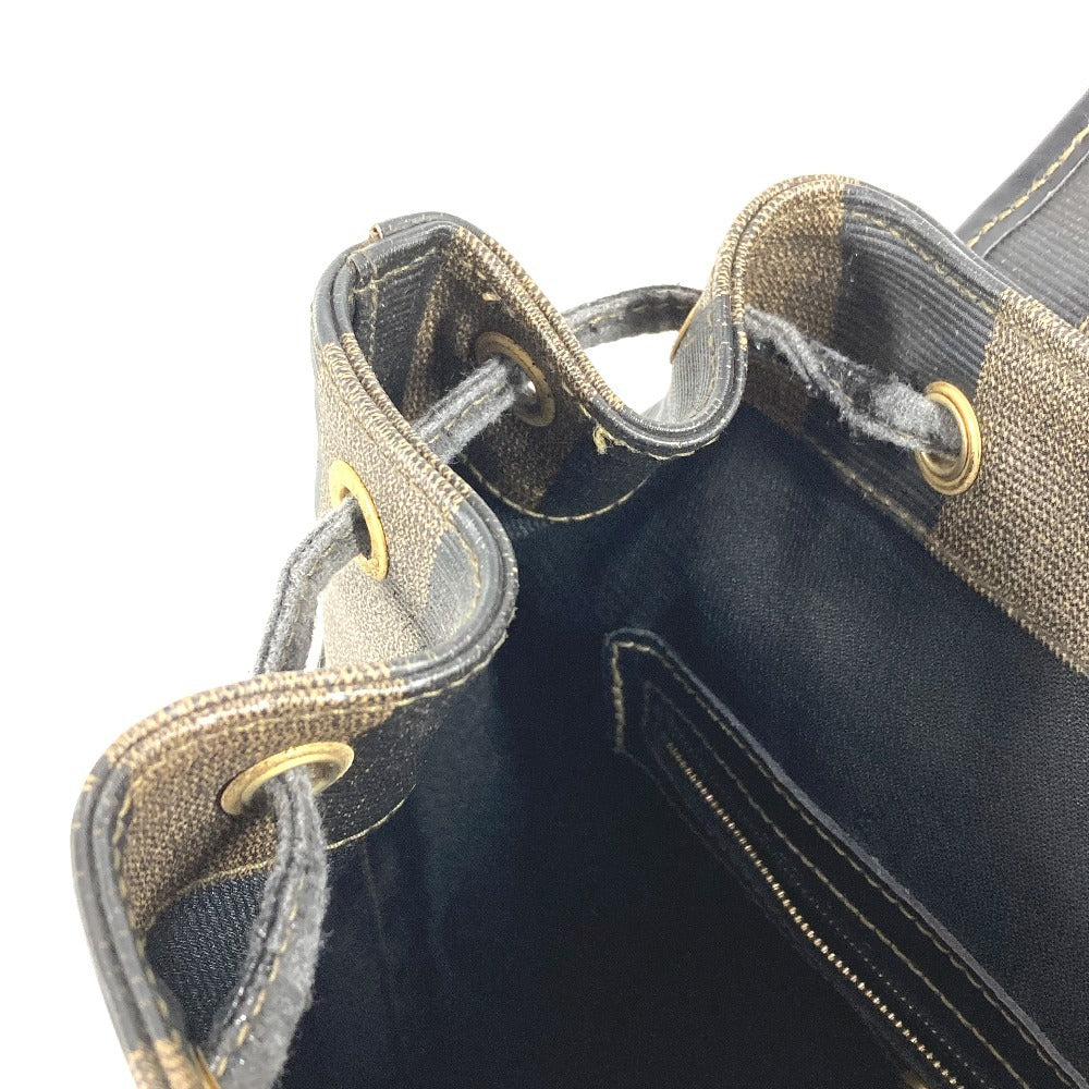 FENDI ヴィンテージ ペカン ロゴ カバン バックパック リュックサック PVC/レザー ユニセックス カーキ