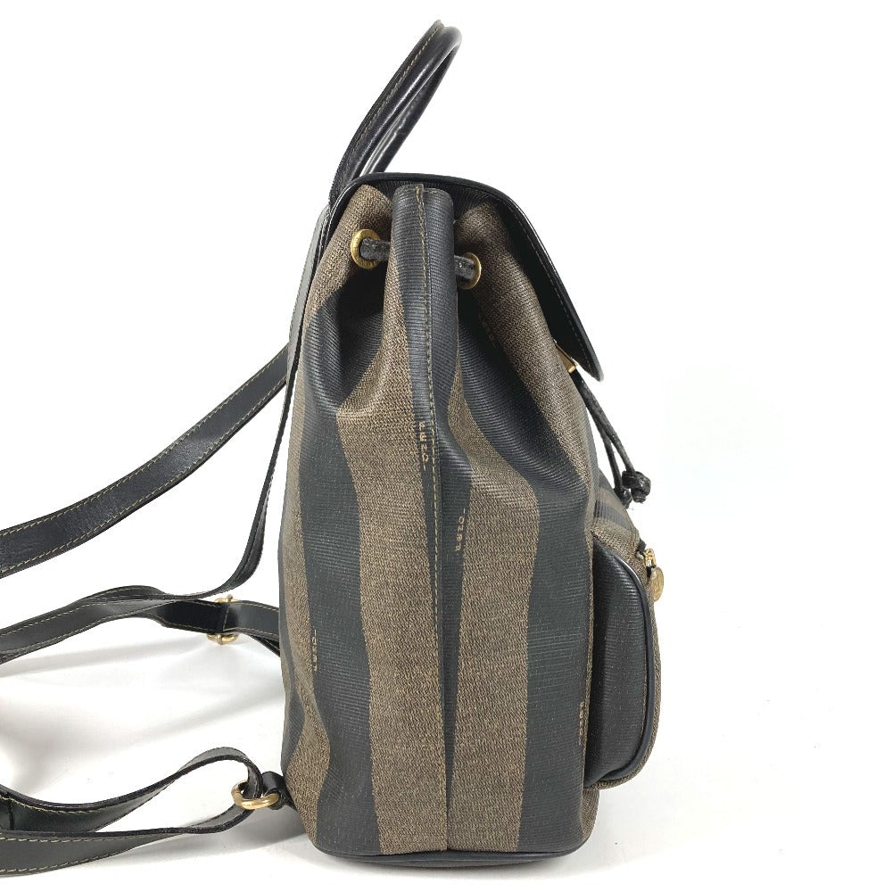 FENDI ヴィンテージ ペカン ロゴ カバン バックパック リュックサック PVC/レザー ユニセックス カーキ